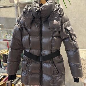 SAM. Metallic Gray Puffer Jacket $650 retail